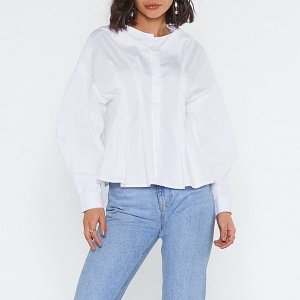 Nasty gal white lace up shirt
